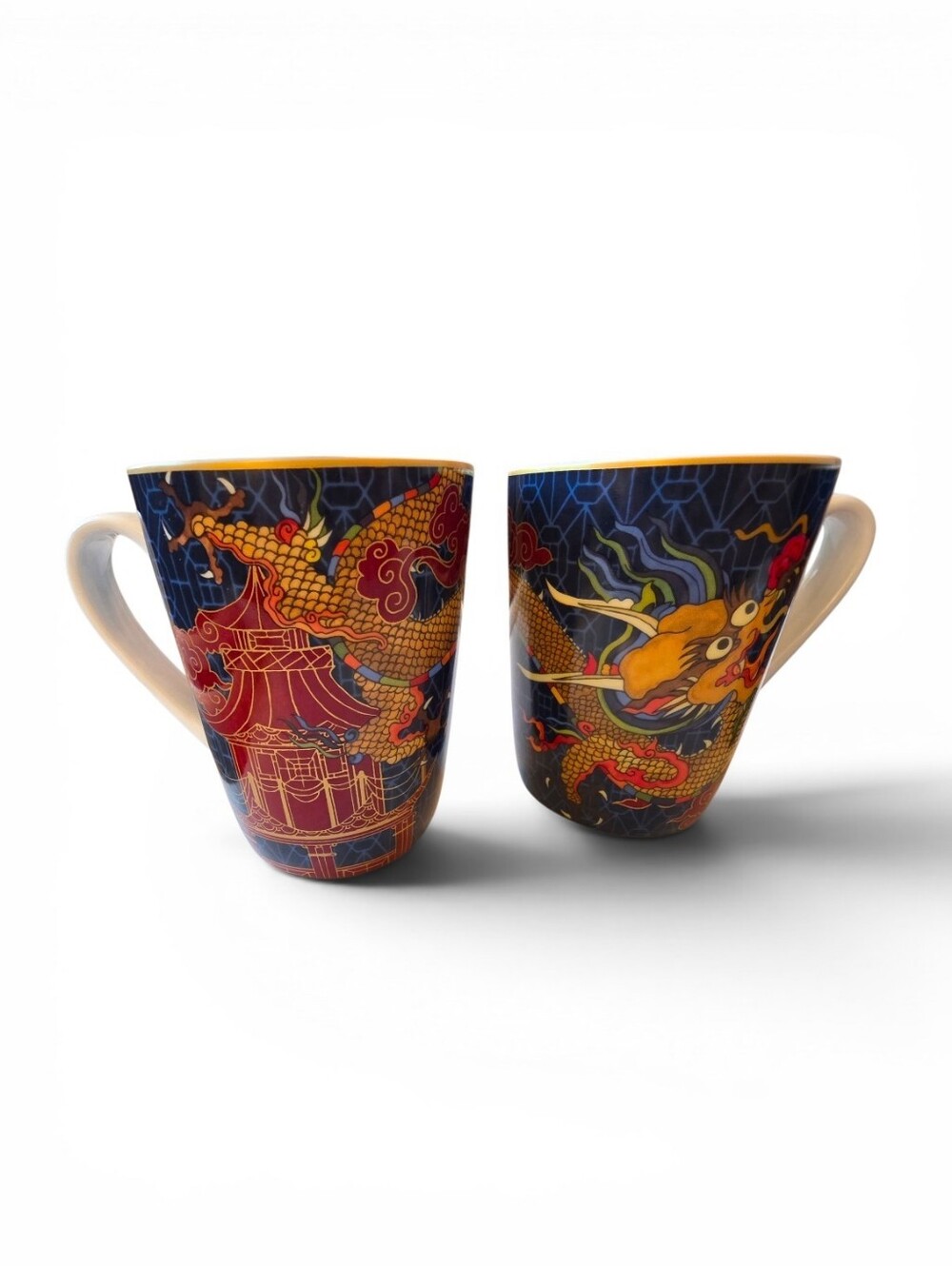 Williams Sonoma Lunar New Year | Dragon Pagoda Coffee Tea Mug | Set of 2